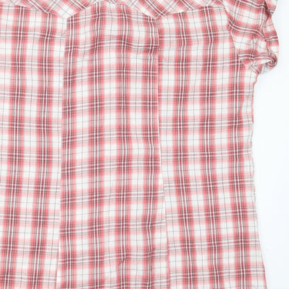 Primark Womens Red Plaid Cotton Basic Button-Up Size 8 Collared