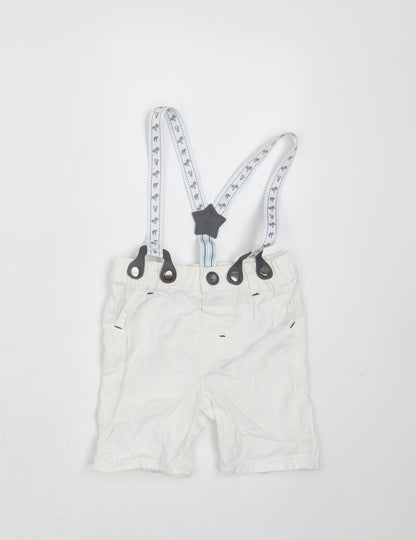 Nutmeg Baby White  Cotton  Trousers Size 9-12 Months   - with braces