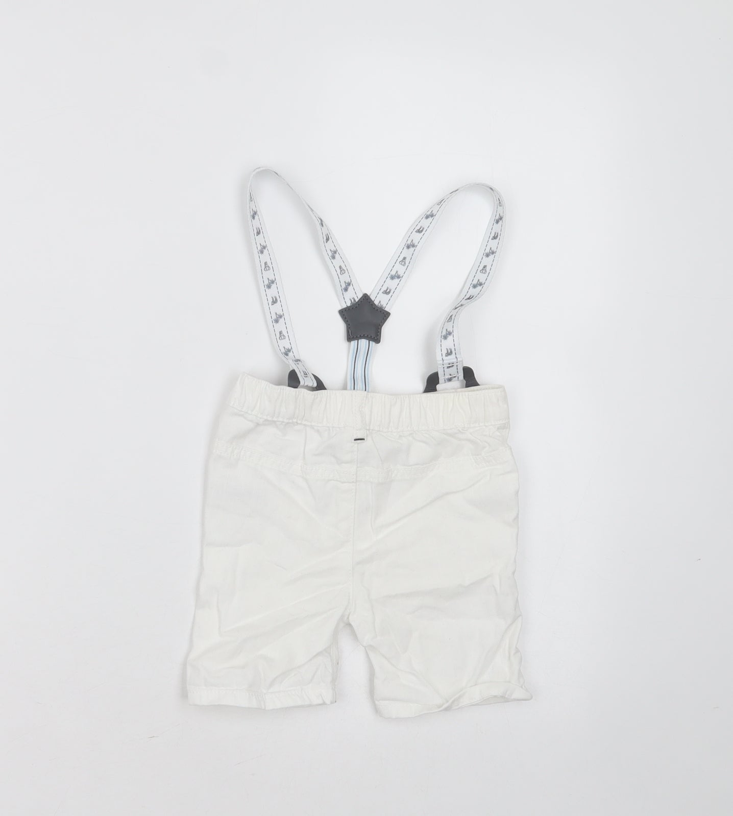 Nutmeg Baby White  Cotton  Trousers Size 9-12 Months   - with braces