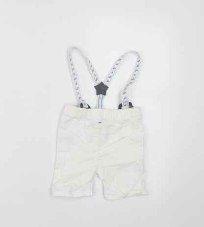 Nutmeg Baby White  Cotton  Trousers Size 9-12 Months   - with braces