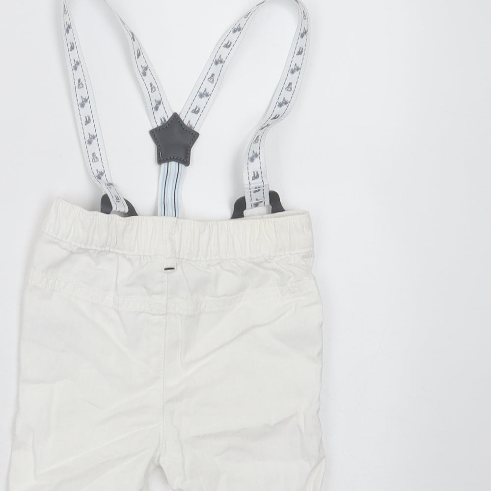 Nutmeg Baby White  Cotton  Trousers Size 9-12 Months   - with braces