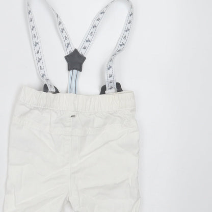 Nutmeg Baby White  Cotton  Trousers Size 9-12 Months   - with braces