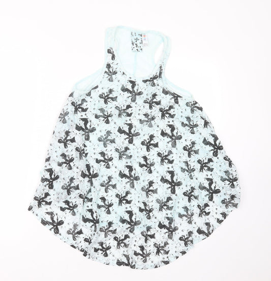 Primark Womens Green  Cotton Basic Blouse Size 12 Round Neck - bow pattern