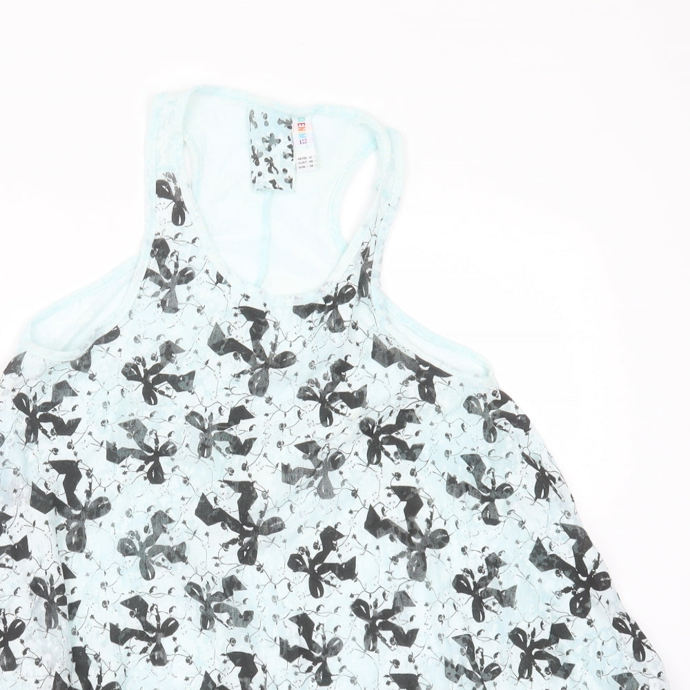 Primark Womens Green  Cotton Basic Blouse Size 12 Round Neck - bow pattern