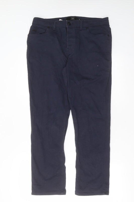 NEXT Mens Blue  Cotton Straight Jeans Size 32 in L28 in Slim Button - short Leg