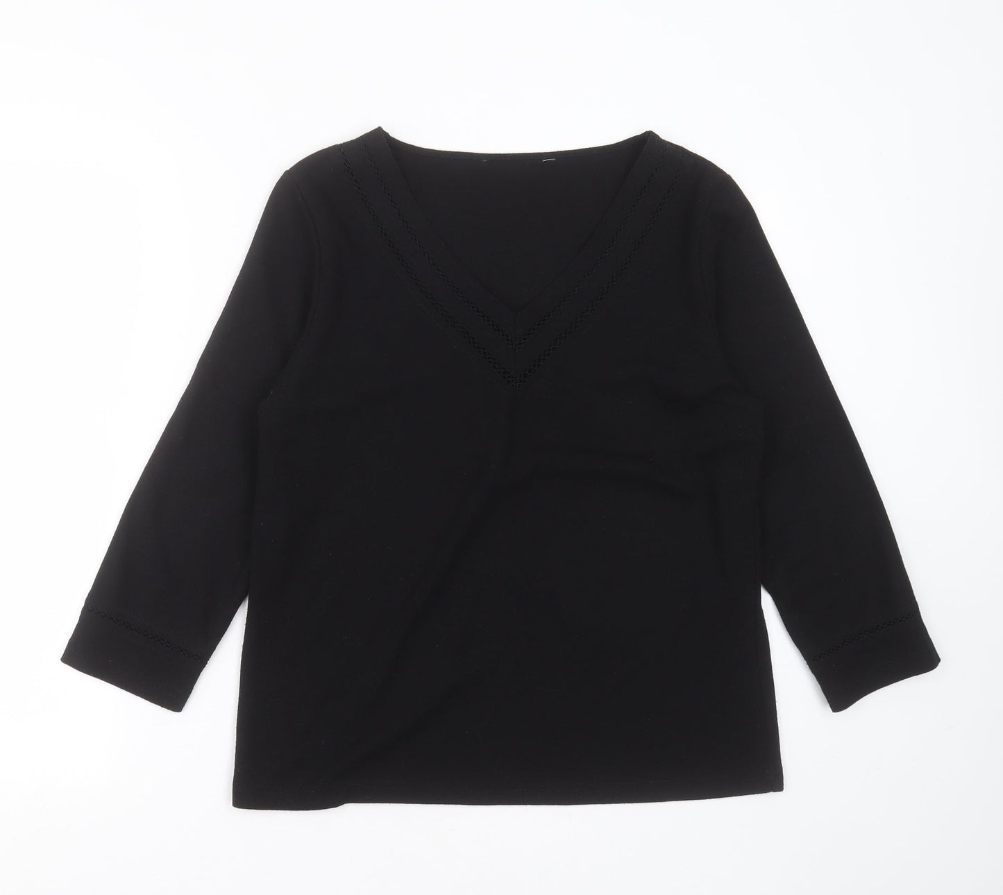 BHS Womens Black V-Neck  Polyester Pullover Jumper Size 16