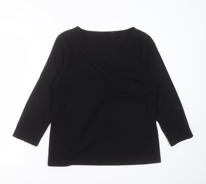 BHS Womens Black V-Neck  Polyester Pullover Jumper Size 16