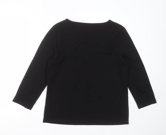 BHS Womens Black V-Neck  Polyester Pullover Jumper Size 16