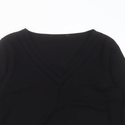 BHS Womens Black V-Neck  Polyester Pullover Jumper Size 16
