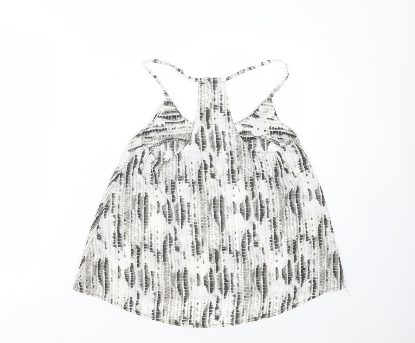 Boohoo Womens Grey Animal Print Polyester Basic Blouse Size 10 Round Neck - beaded