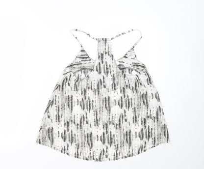 Boohoo Womens Grey Animal Print Polyester Basic Blouse Size 10 Round Neck - beaded