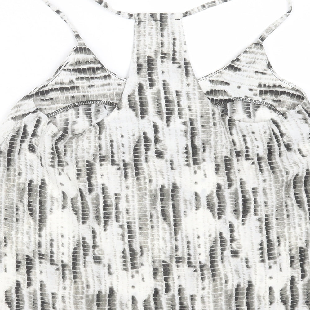 Boohoo Womens Grey Animal Print Polyester Basic Blouse Size 10 Round Neck - beaded