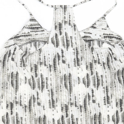 Boohoo Womens Grey Animal Print Polyester Basic Blouse Size 10 Round Neck - beaded