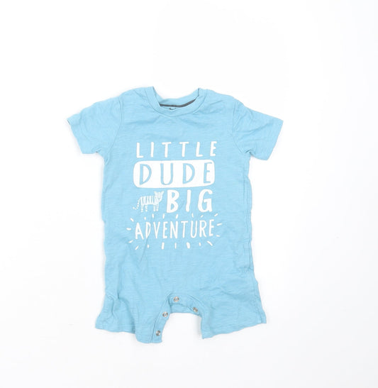 F&F Baby Blue  Cotton Babygrow One-Piece Size 9-12 Months   - little dude big adventure