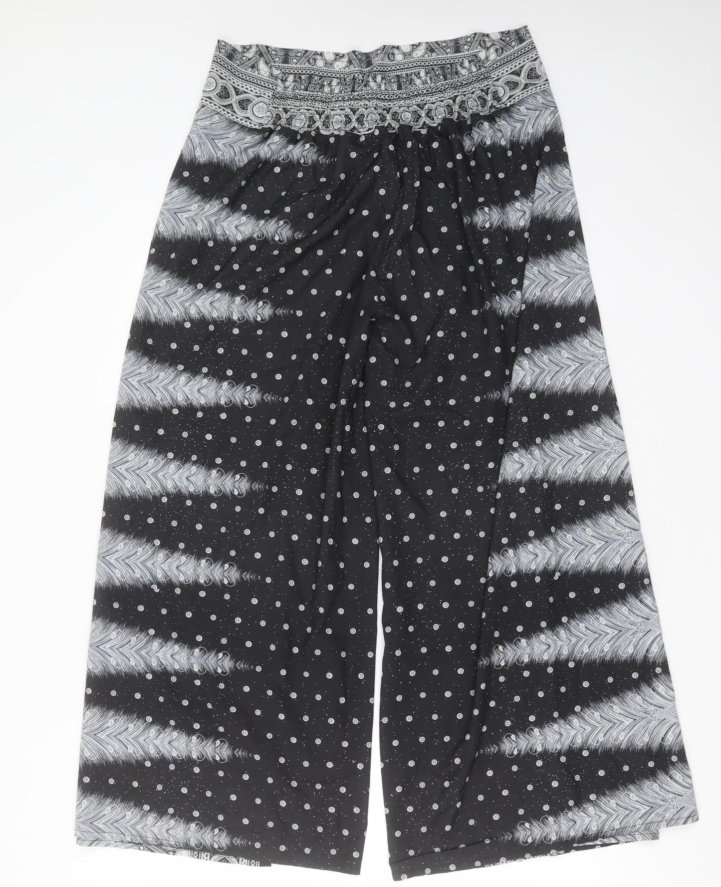 Womens UK Size L Preworn Regular Fit  Black Trousers