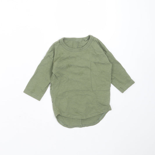 NEXT Boys Green  Cotton Basic T-Shirt Size 6-9 Months Round Neck