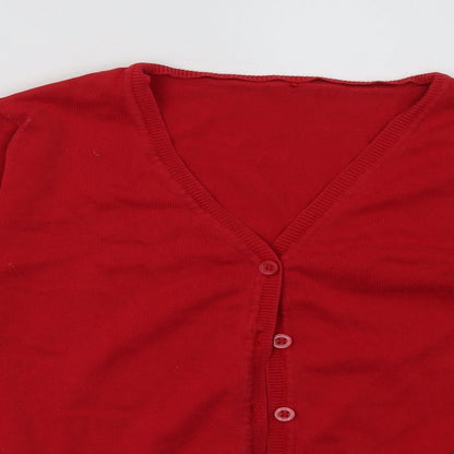 George Girls Red V-Neck  Cotton Cardigan Jumper Size 12-13 Years  Button - School Wear
