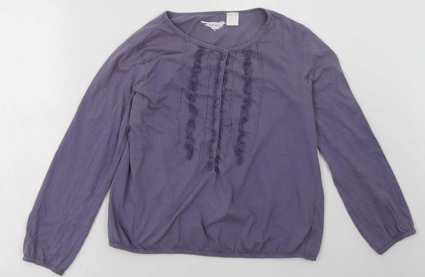 SOFT GREY Womens Purple Geometric Cotton Pullover Sweatshirt Size 8  Buckle