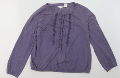 SOFT GREY Womens Purple Geometric Cotton Pullover Sweatshirt Size 8  Buckle