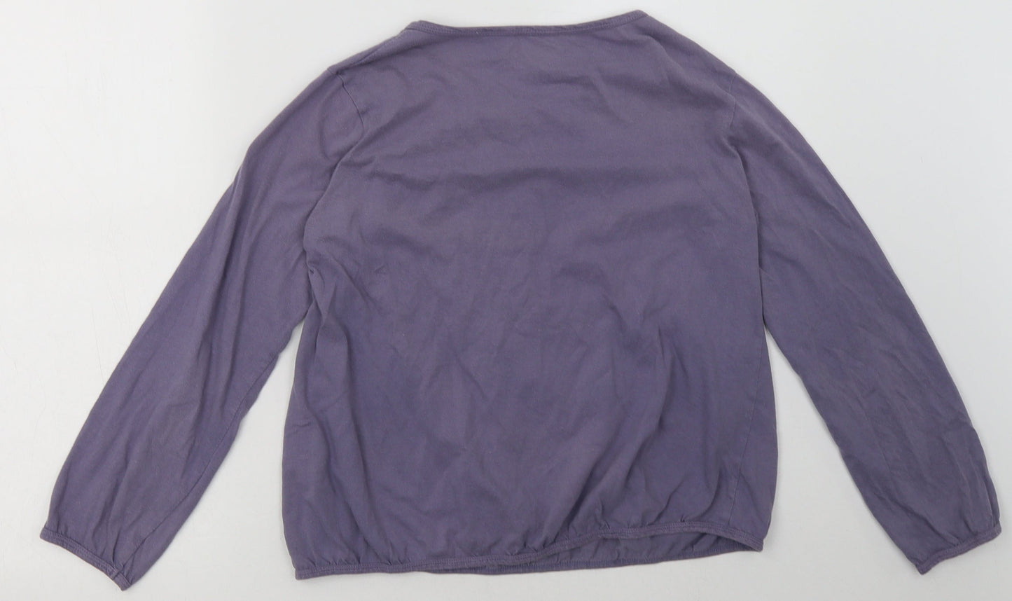 SOFT GREY Womens Purple Geometric Cotton Pullover Sweatshirt Size 8  Buckle