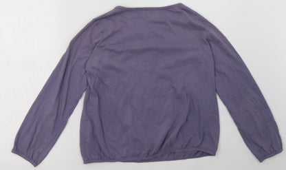 SOFT GREY Womens Purple Geometric Cotton Pullover Sweatshirt Size 8  Buckle