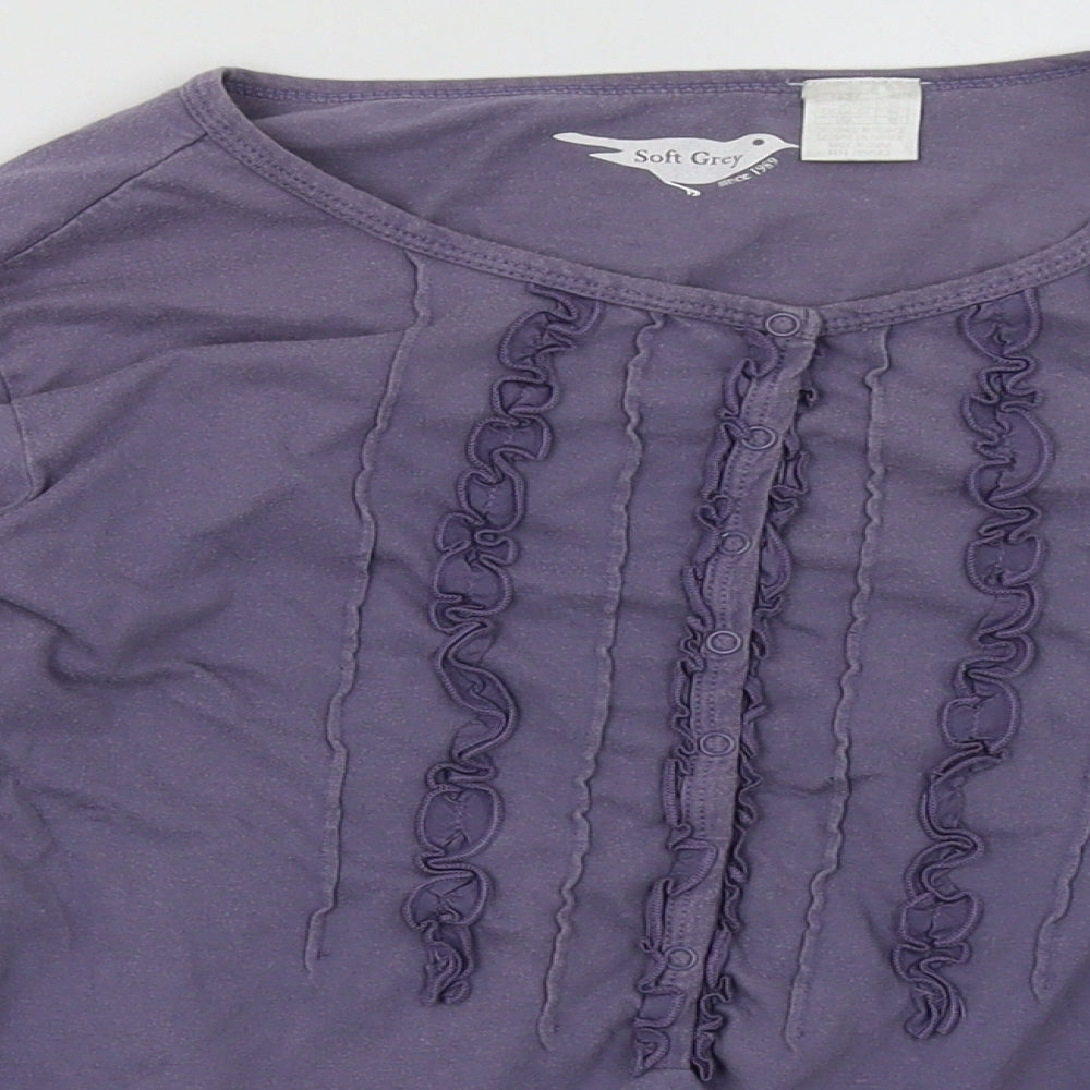 SOFT GREY Womens Purple Geometric Cotton Pullover Sweatshirt Size 8  Buckle
