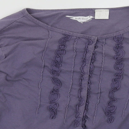 SOFT GREY Womens Purple Geometric Cotton Pullover Sweatshirt Size 8  Buckle
