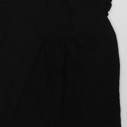 NEXT Girls Black Geometric Cotton Basic T-Shirt Size 11 Years Crew Neck Button - Star Print