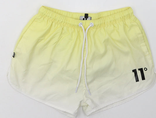 11 degrees Womens Yellow  Polyester Sweat Shorts Size S L3 in Regular Tie