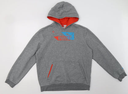 Front view of pumag women’s red cotton pullover hoodie, size L, pullover