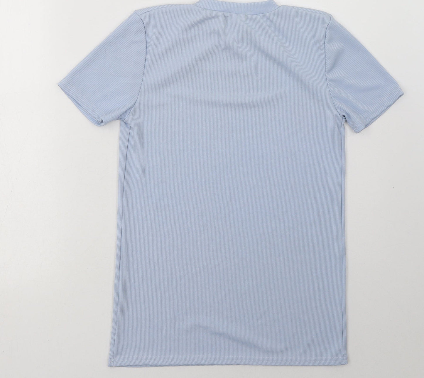 Boohoo Womens Blue  Polyester Basic T-Shirt Size 8 Crew Neck