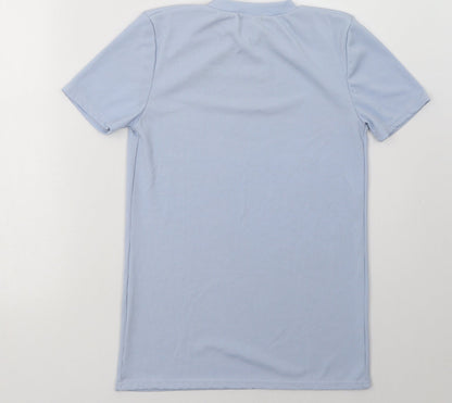 Boohoo Womens Blue  Polyester Basic T-Shirt Size 8 Crew Neck