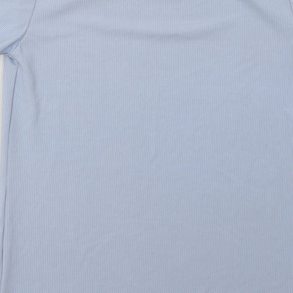 Boohoo Womens Blue  Polyester Basic T-Shirt Size 8 Crew Neck