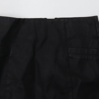 New Look Womens Black  Polyurethane A-Line Skirt Size 6   Zip