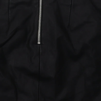New Look Womens Black  Polyurethane A-Line Skirt Size 6   Zip
