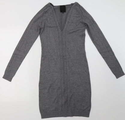 inwear Womens Grey  Viscose Jumper Dress  Size XS  V-Neck Pullover