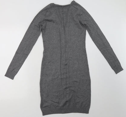 inwear Womens Grey  Viscose Jumper Dress  Size XS  V-Neck Pullover