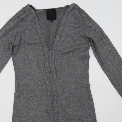 inwear Womens Grey  Viscose Jumper Dress  Size XS  V-Neck Pullover