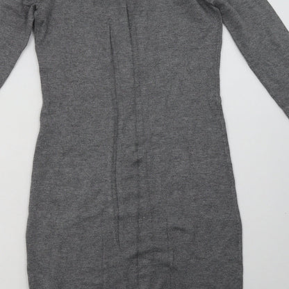 inwear Womens Grey  Viscose Jumper Dress  Size XS  V-Neck Pullover