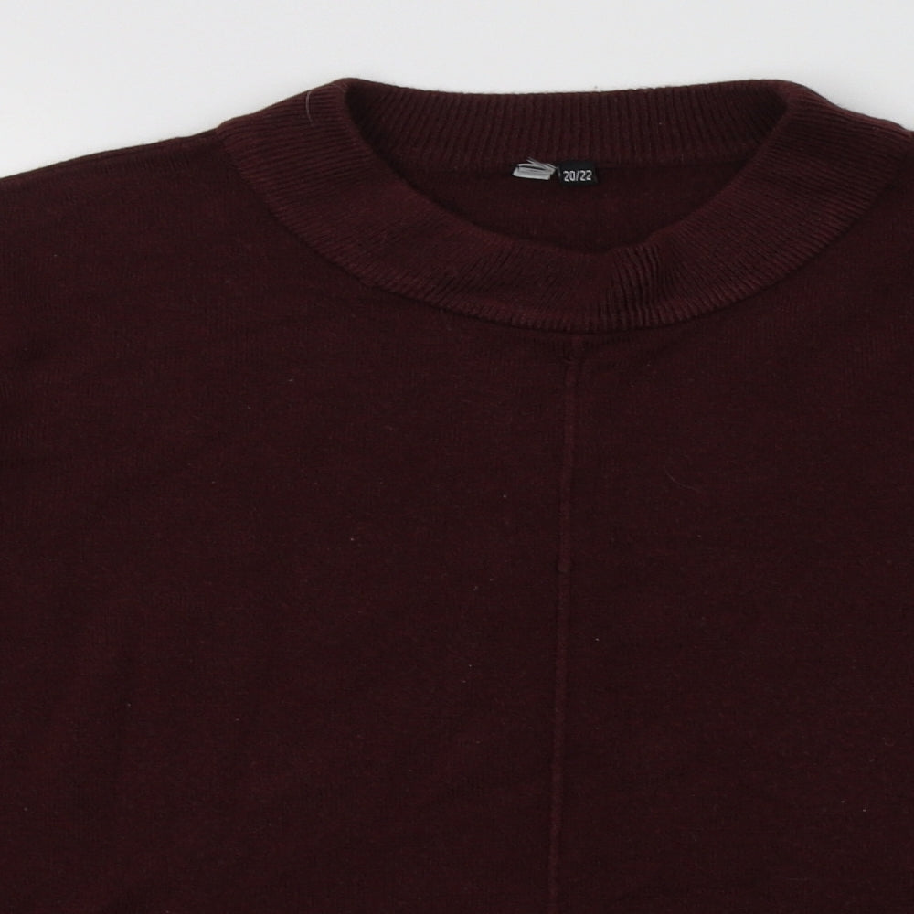 Close-up detail of intuition women’s red acrylic pullover sweatshirt, size UK 20, pullover