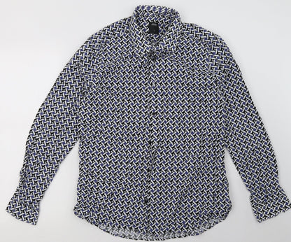 Mens UK Size L Burton Blue  Button-Up Long Sleeve Casual Shirt