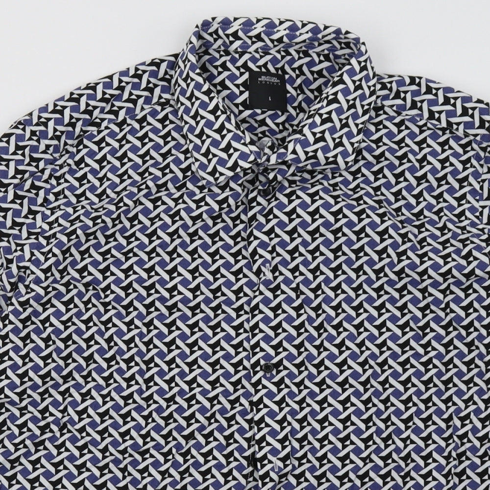 Mens UK Size L Burton Blue  Button-Up Long Sleeve Casual Shirt
