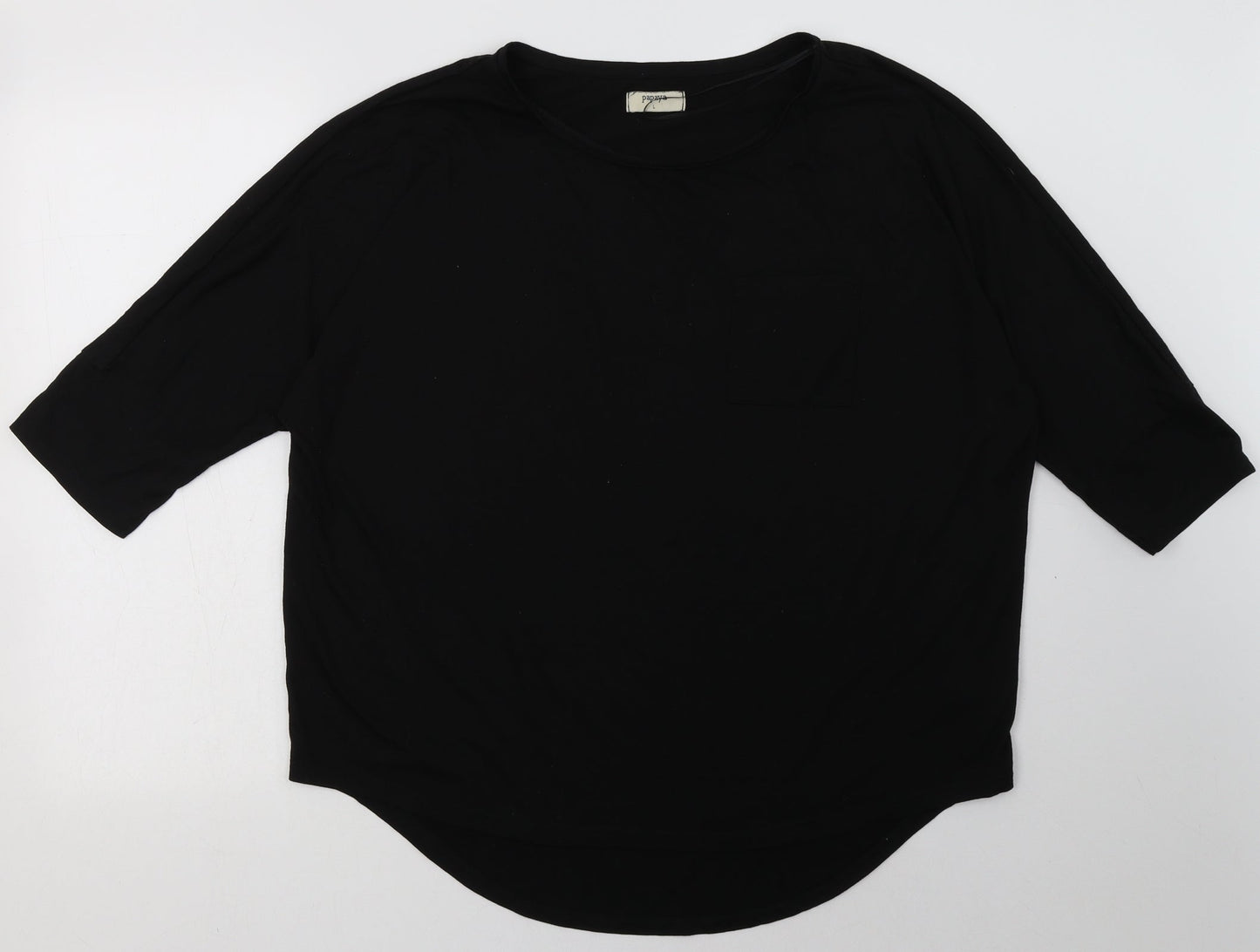 Matalan Womens Black  Polyester Basic T-Shirt Size L Crew Neck