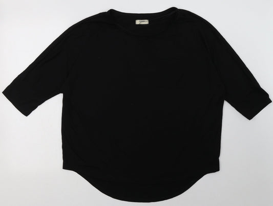 Matalan Womens Black  Polyester Basic T-Shirt Size L Crew Neck