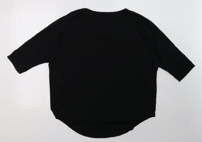 Matalan Womens Black  Polyester Basic T-Shirt Size L Crew Neck