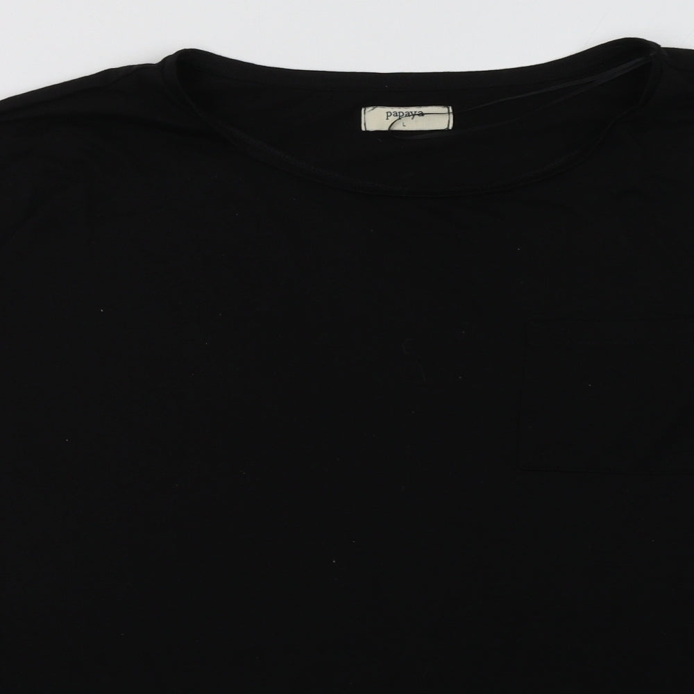 Matalan Womens Black  Polyester Basic T-Shirt Size L Crew Neck