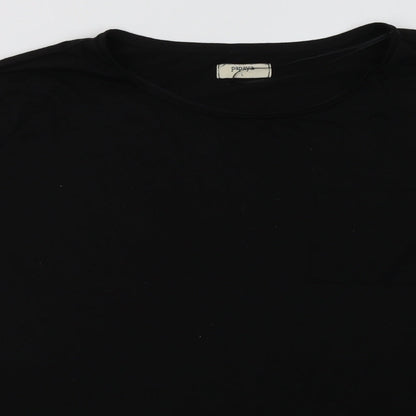Matalan Womens Black  Polyester Basic T-Shirt Size L Crew Neck