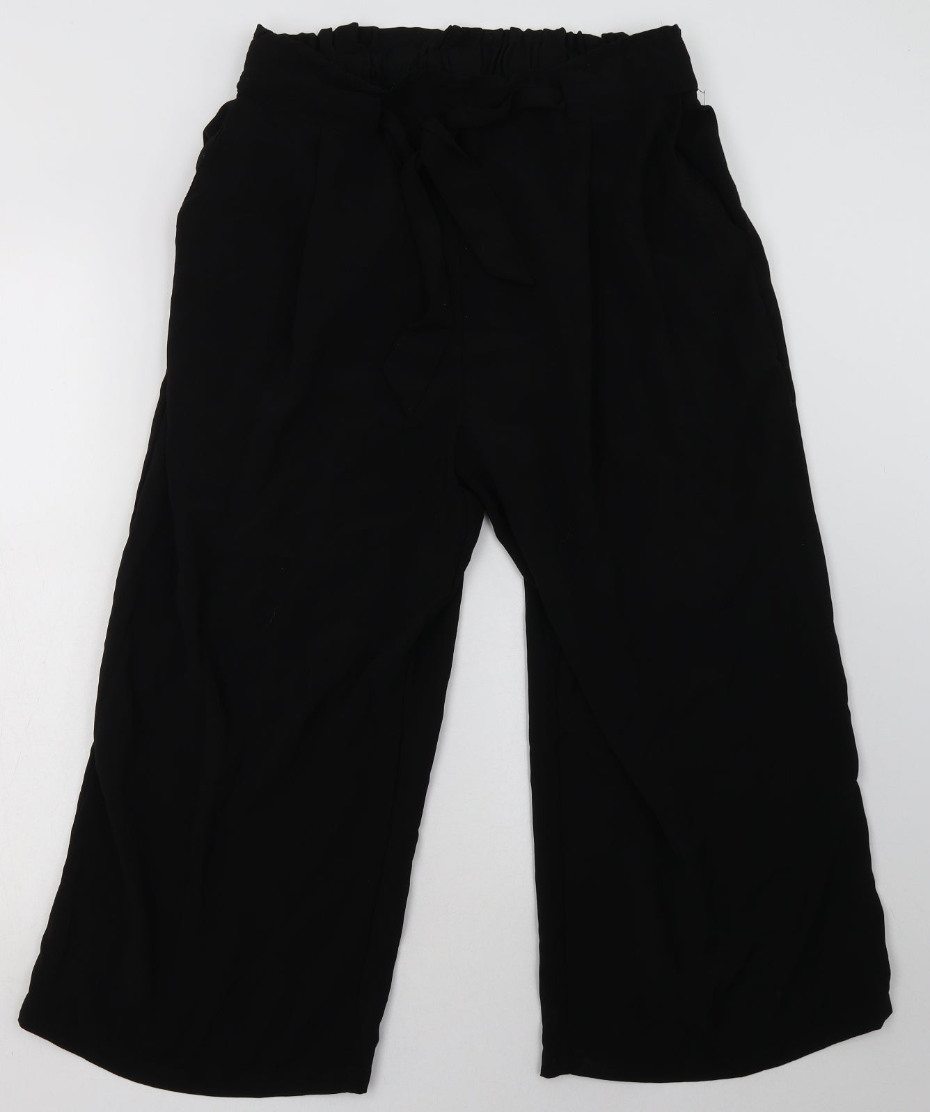 Womens UK Size 16 Peacocks Regular Fit Cropped Black Trousers