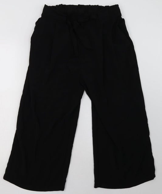 Womens UK Size 16 Peacocks Regular Fit Cropped Black Trousers
