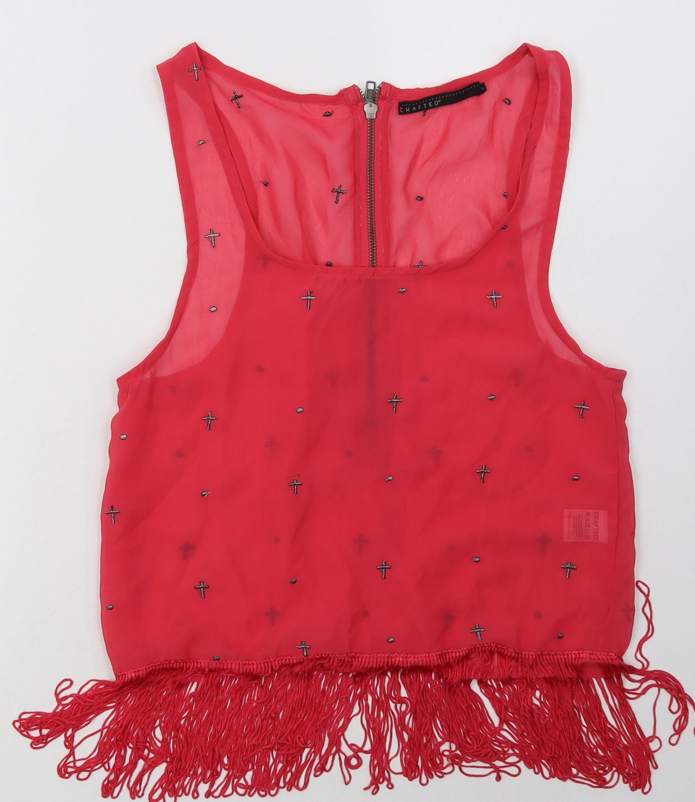 Womens UK Size 10 Crafted Pink Basic Tank